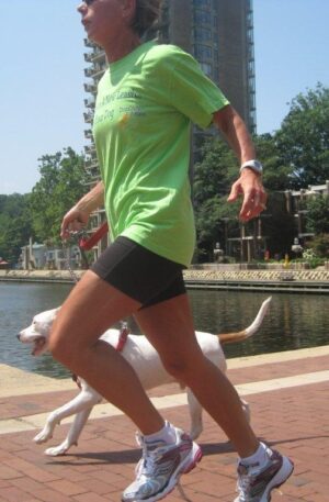 running with a dog